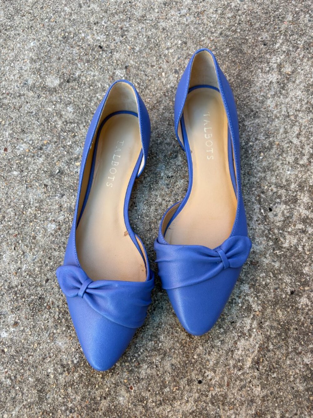 EUC Talbots Edison Pleated d’Orsay Flats - Twilight Blue—Nappa Leather Size 6.5M - Picture 2 of 6